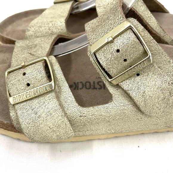 Birkenstock Arizona Sandal Washed Metallic Cream Gold Crackle Neutral Size EU 41 - Picture 3 of 11